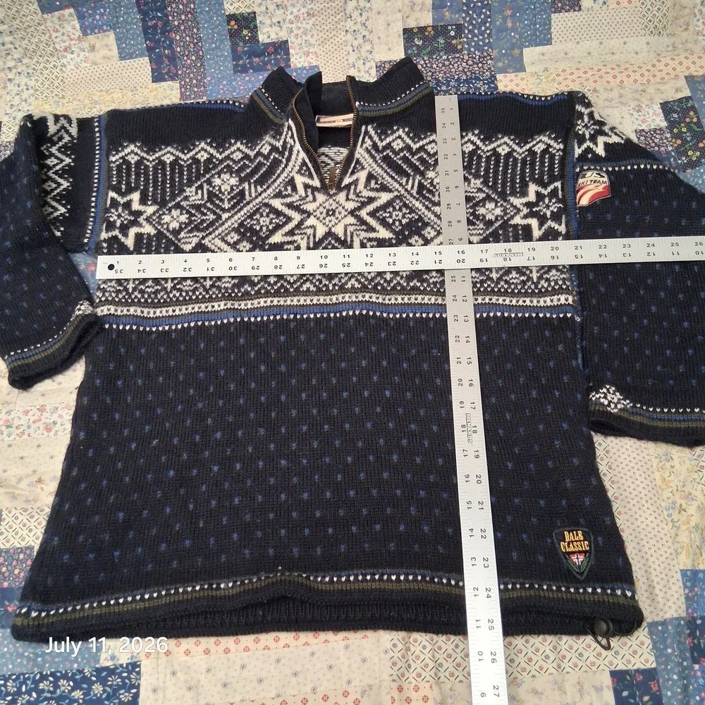 Dale of Norway US Ski Team Navy Blue Fair Isle Snowflake Sweater Size Medium